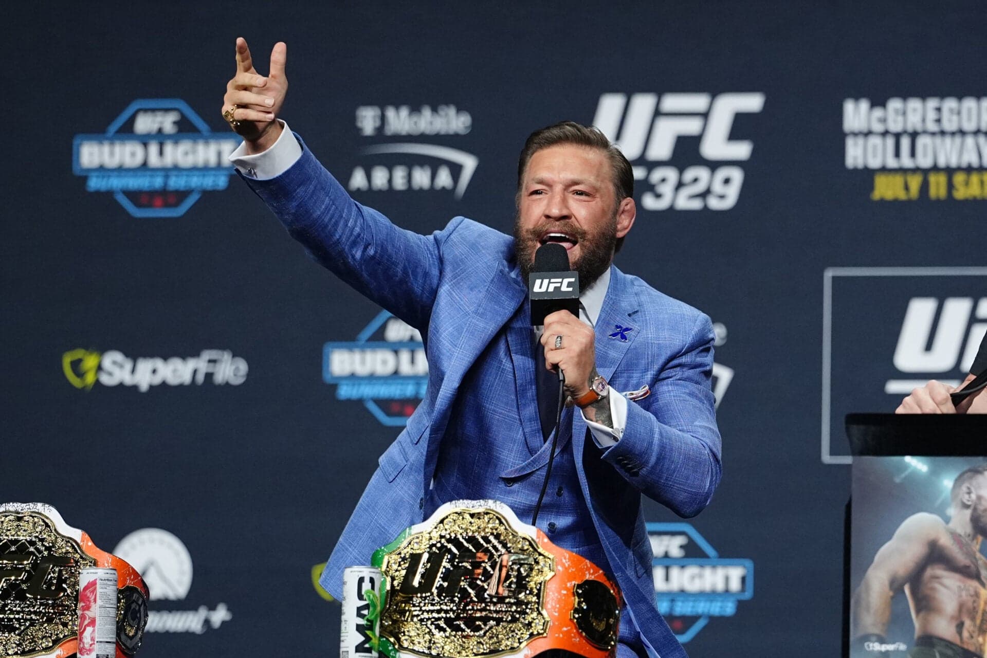 Conor McGregor bursts into Oasis song in comical UFC 329 press conference moment